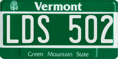 VT license plate LDS502