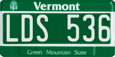 VT license plate LDS536