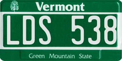 VT license plate LDS538