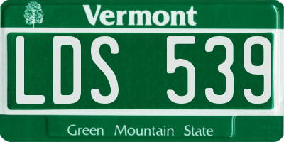 VT license plate LDS539