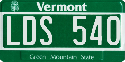 VT license plate LDS540
