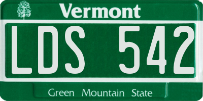 VT license plate LDS542
