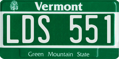 VT license plate LDS551