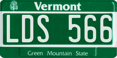 VT license plate LDS566