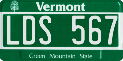 VT license plate LDS567