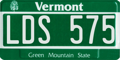 VT license plate LDS575