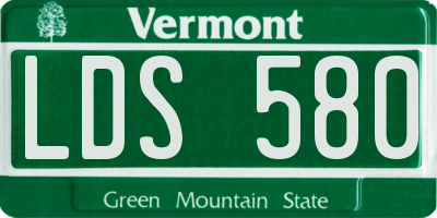 VT license plate LDS580