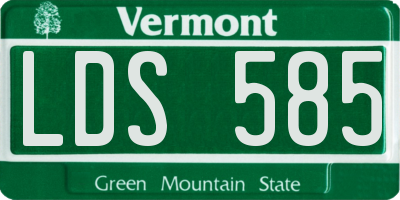 VT license plate LDS585