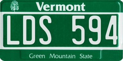 VT license plate LDS594