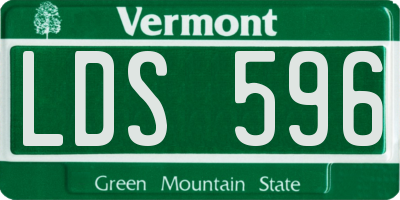 VT license plate LDS596