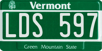 VT license plate LDS597