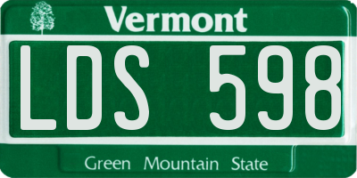VT license plate LDS598