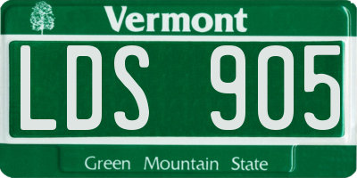 VT license plate LDS905