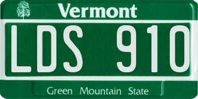 VT license plate LDS910