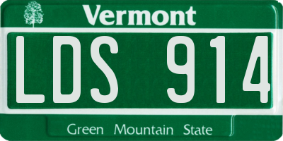 VT license plate LDS914