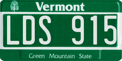 VT license plate LDS915