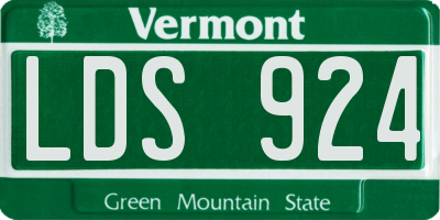 VT license plate LDS924