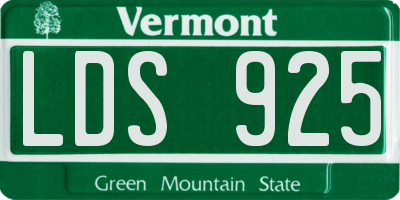 VT license plate LDS925