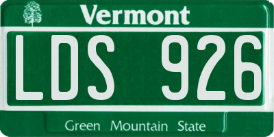 VT license plate LDS926