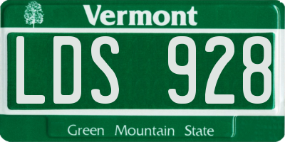 VT license plate LDS928