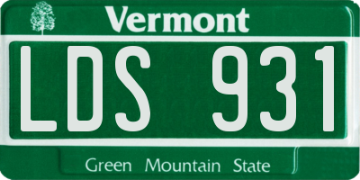 VT license plate LDS931