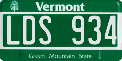 VT license plate LDS934