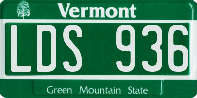 VT license plate LDS936