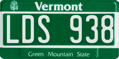VT license plate LDS938