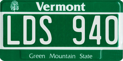 VT license plate LDS940