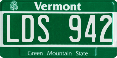 VT license plate LDS942