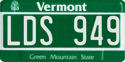 VT license plate LDS949