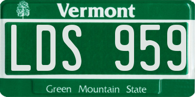VT license plate LDS959