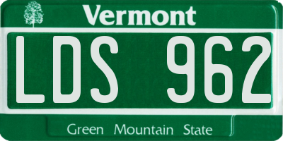 VT license plate LDS962