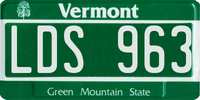 VT license plate LDS963