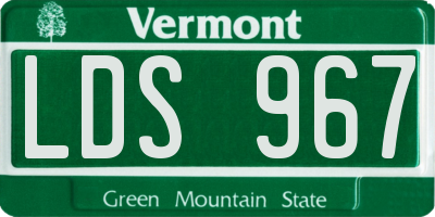 VT license plate LDS967