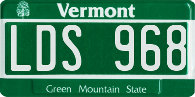 VT license plate LDS968