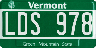 VT license plate LDS978