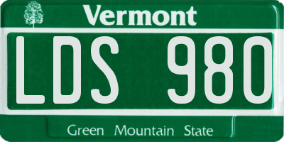 VT license plate LDS980