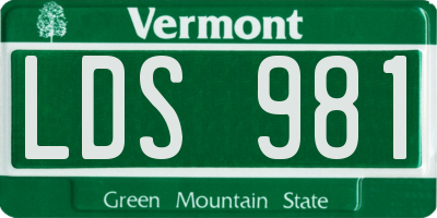 VT license plate LDS981