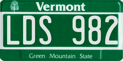 VT license plate LDS982