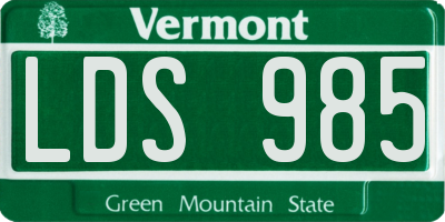VT license plate LDS985