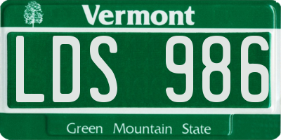 VT license plate LDS986