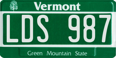 VT license plate LDS987