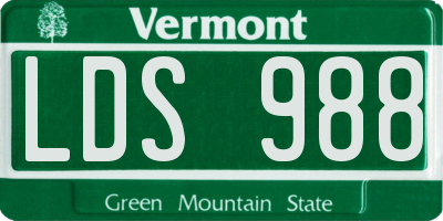 VT license plate LDS988