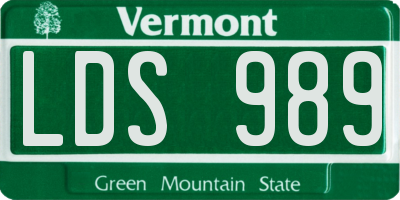 VT license plate LDS989
