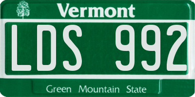 VT license plate LDS992