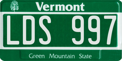 VT license plate LDS997