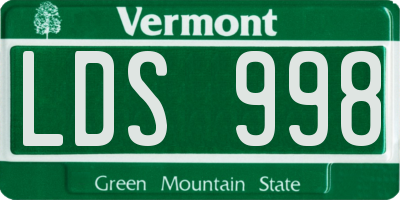 VT license plate LDS998