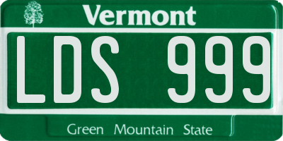 VT license plate LDS999