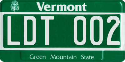 VT license plate LDT002